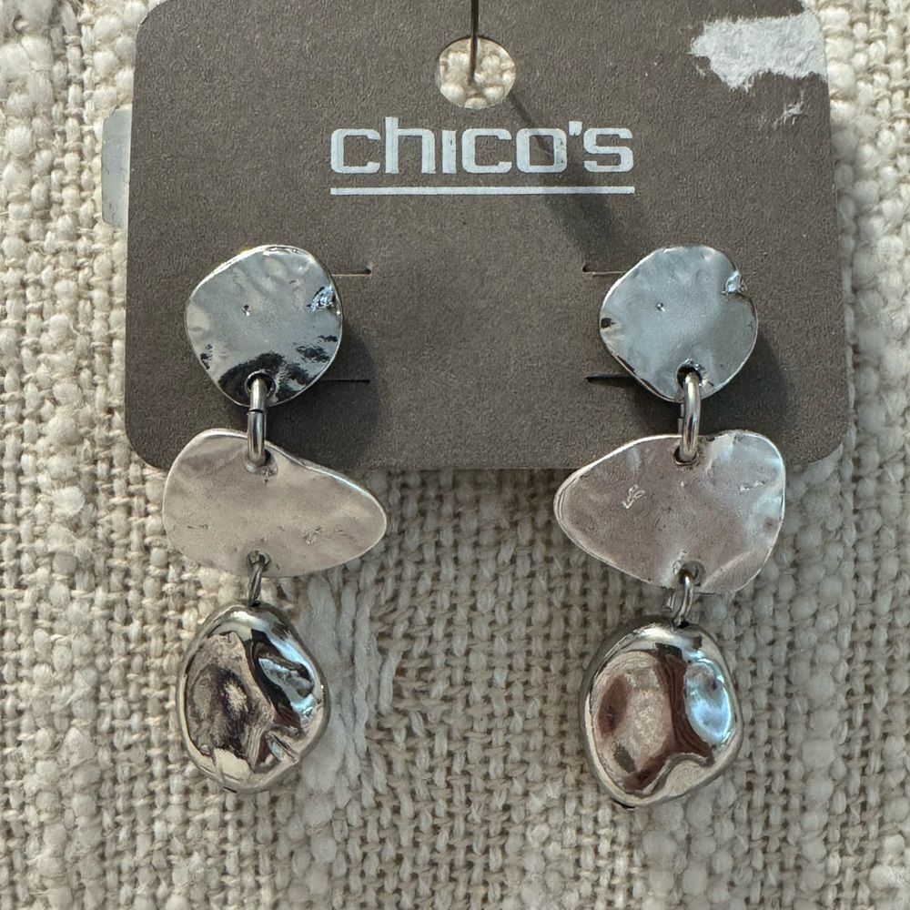 0061-Chico's‎ Silver-Tone Abstract Earrings